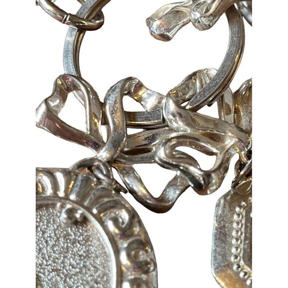 Charm Keychain Silver Metal Heart Picture Lobster Clasp Retro 80s Classic Girly - Picture 8 of 10